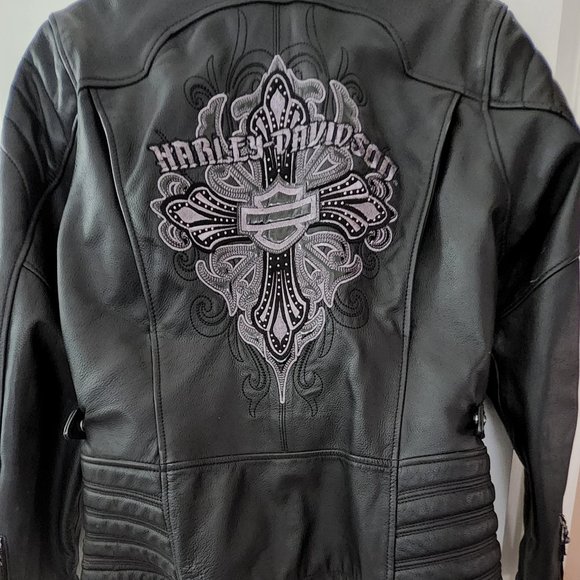 Harley Davidson Black leather jacket. - Picture 4 of 8